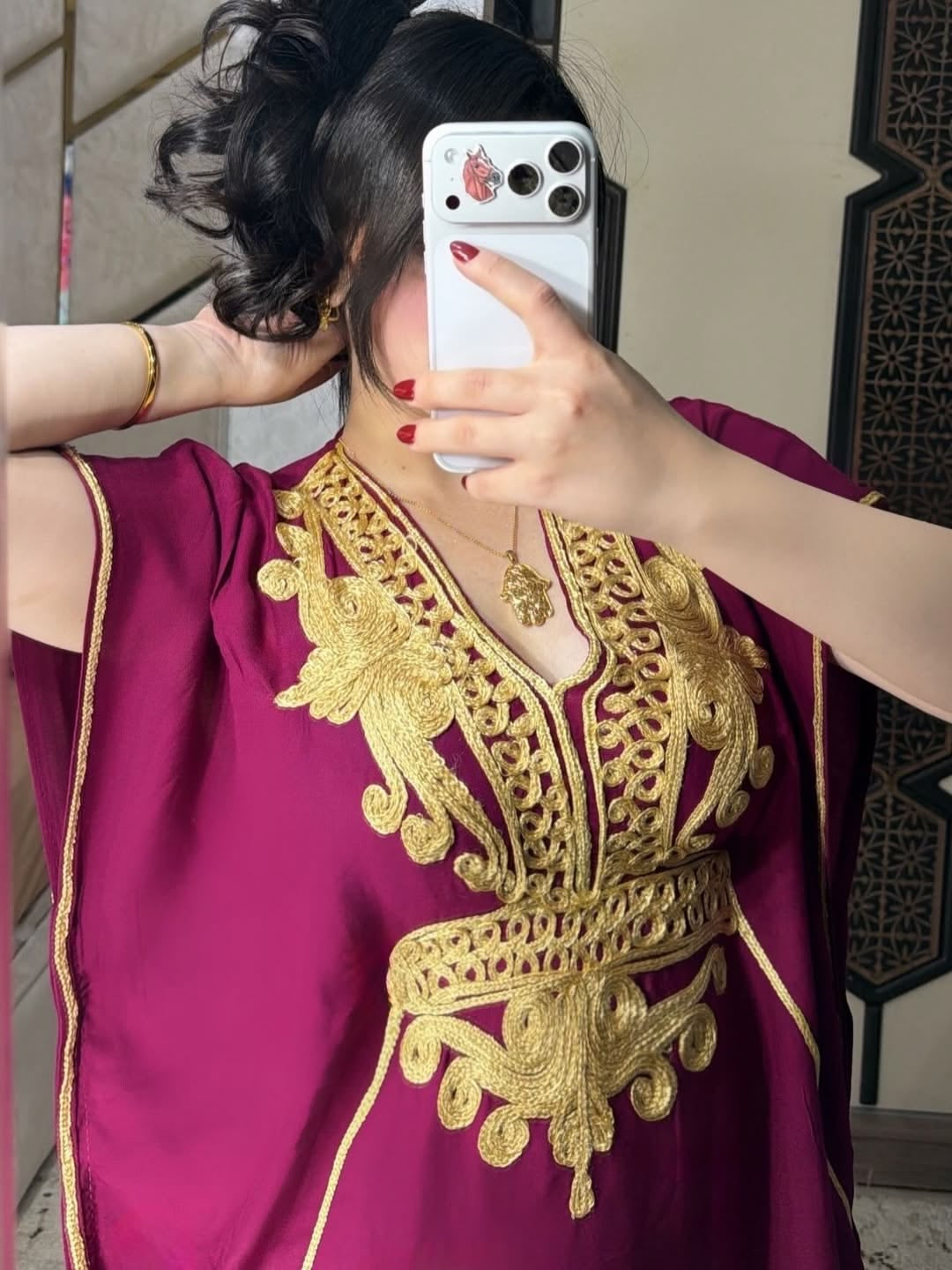 غندورة مغربية تقليدية - أناقة وراحة + هدية أحمر شفاه عكر فاسي مجانية
