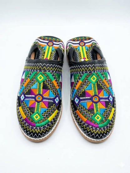 Handcrafted Moroccan Leather Babouches – Colorful Embroidered Traditional Slippers
