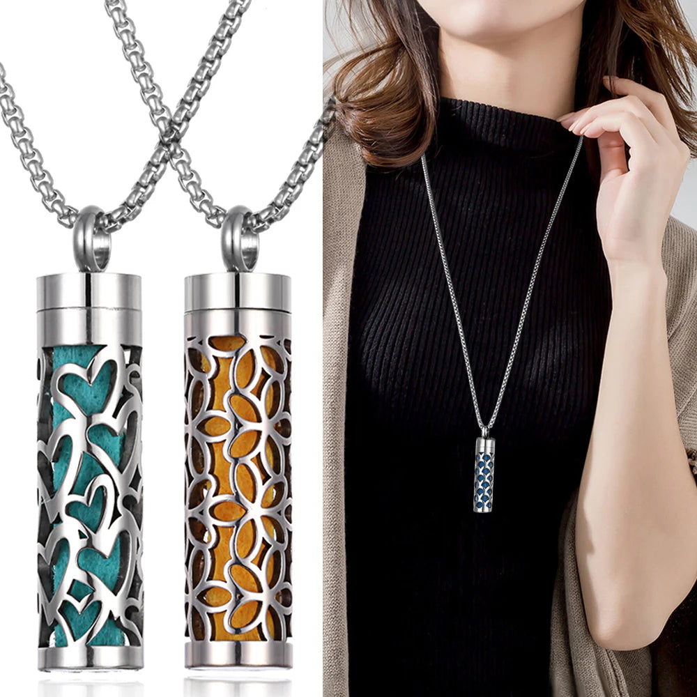 Collier Diffuseur de Parfum – Acier Inoxydable – 18 Designs Uniques