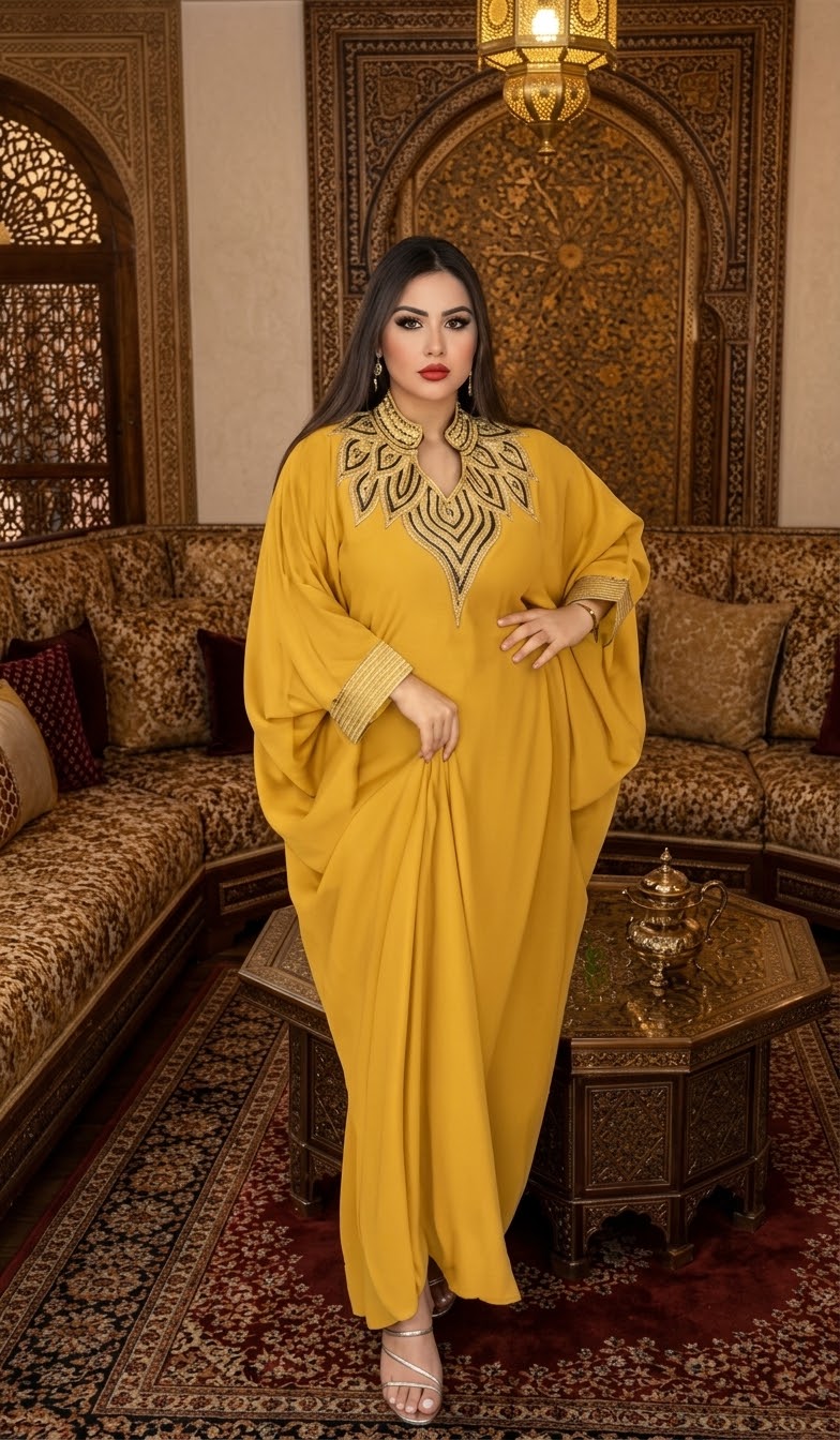  Back view of the Farasha abaya with its graceful flowing design.