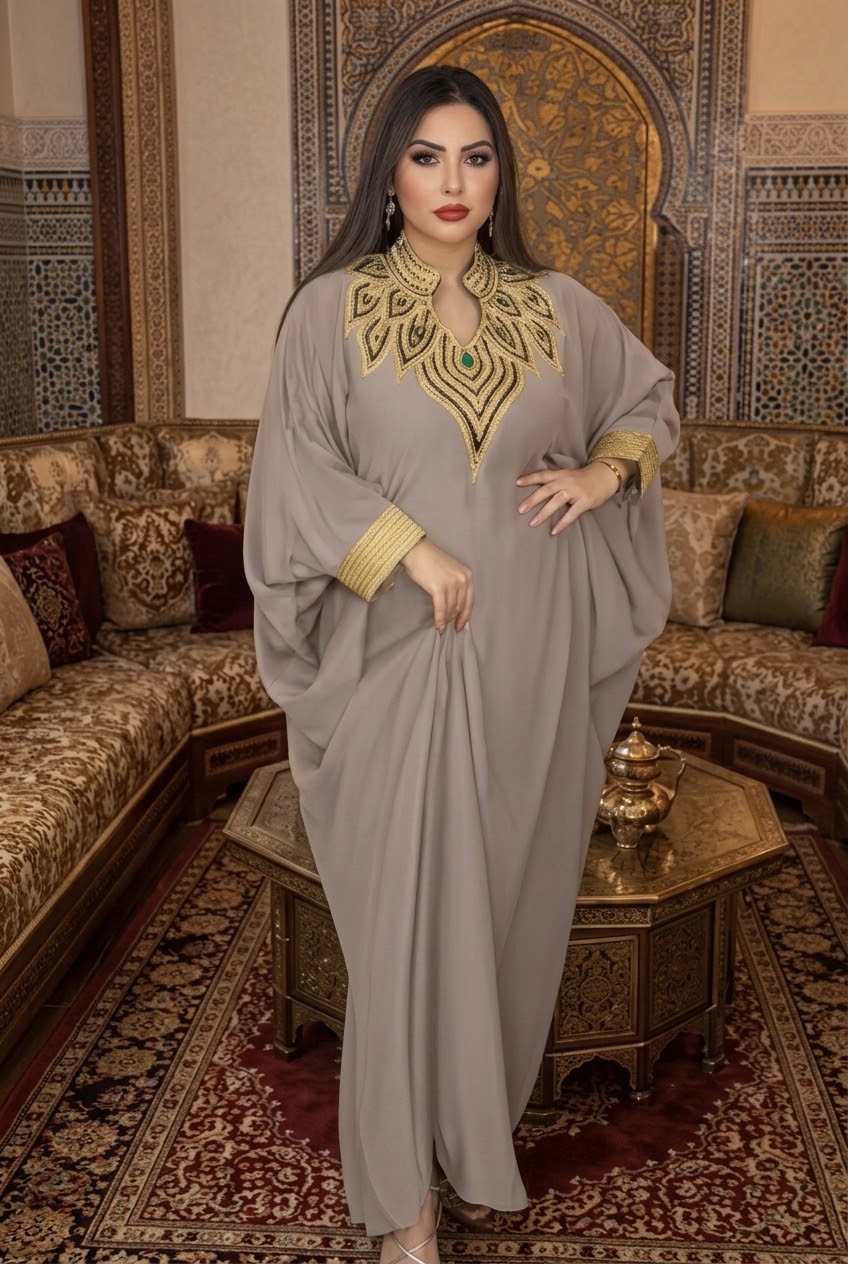  Farasha abaya featuring wide, flowing butterfly-style sleeves.